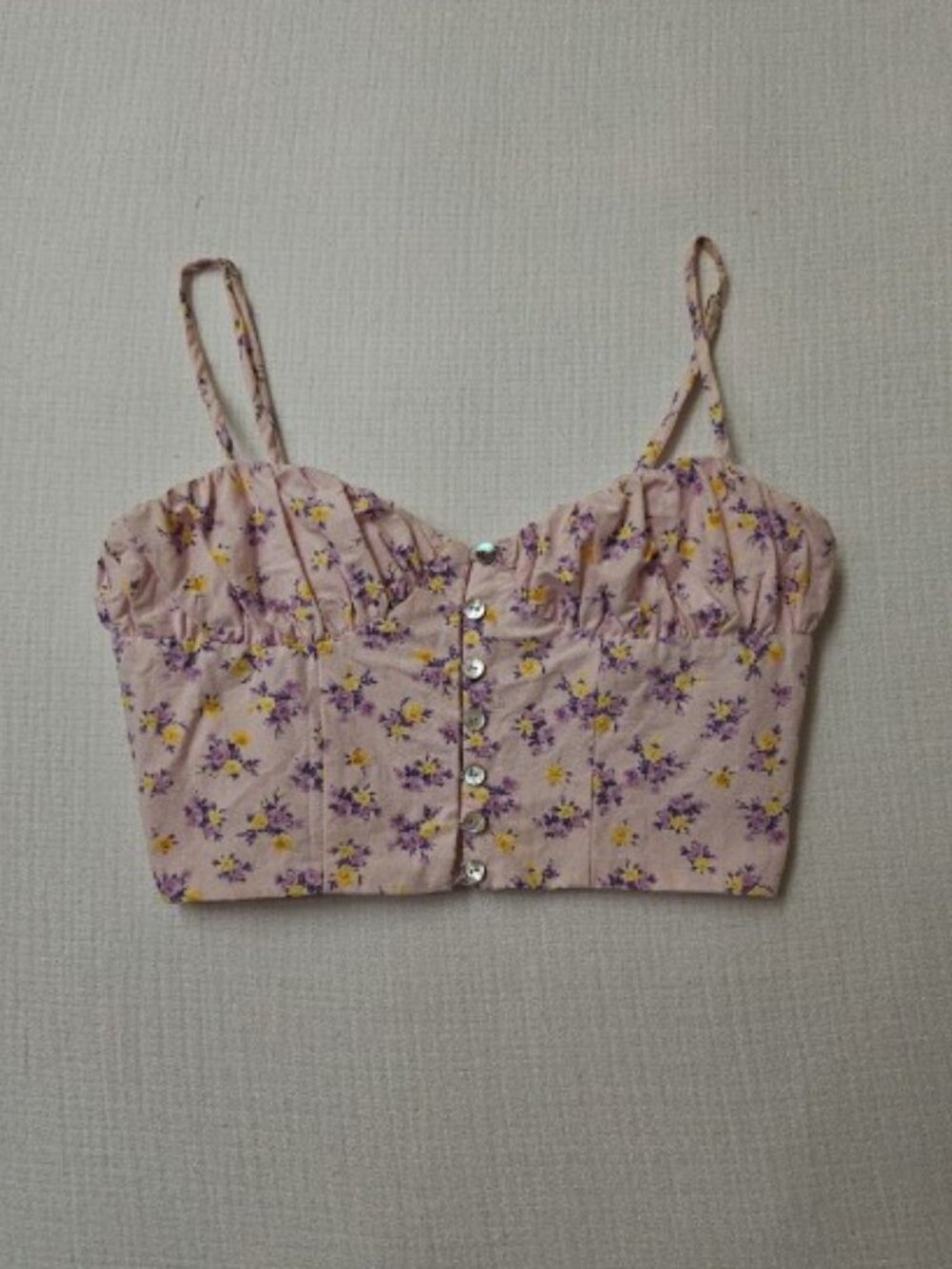 Zara Floral Printed Linen Crop Top